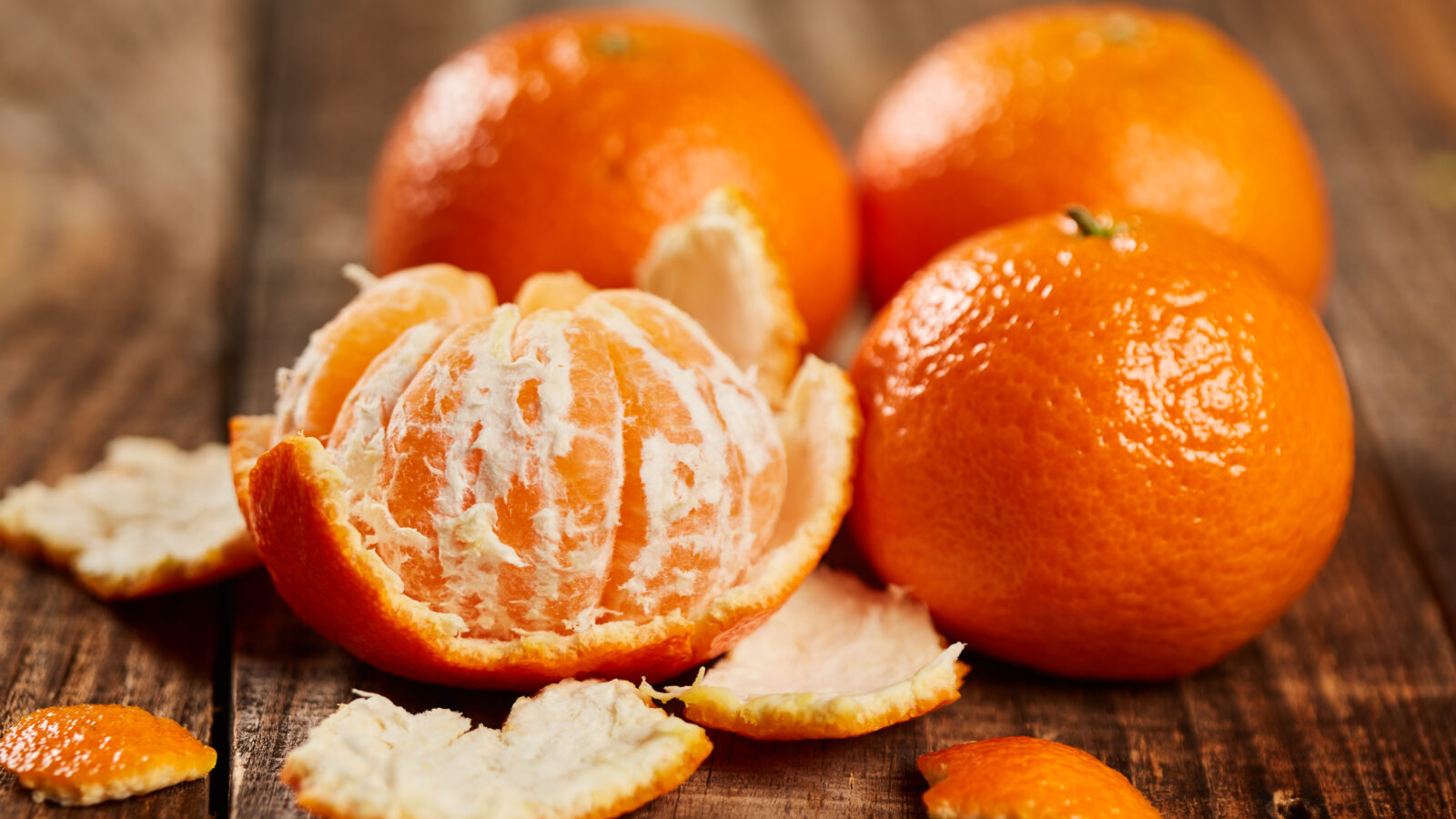 Clementines on a wooden board