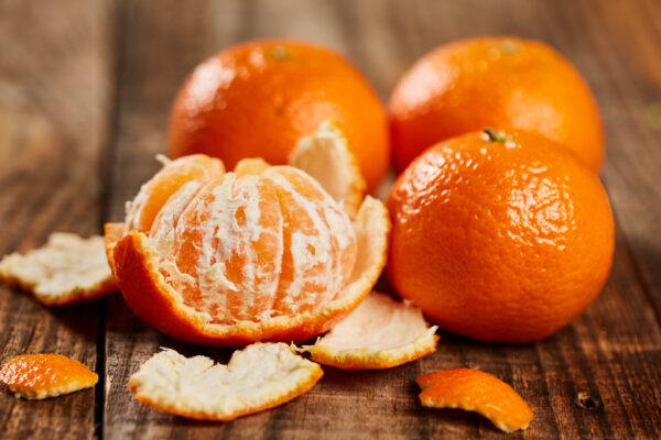 Clementines on a wooden board